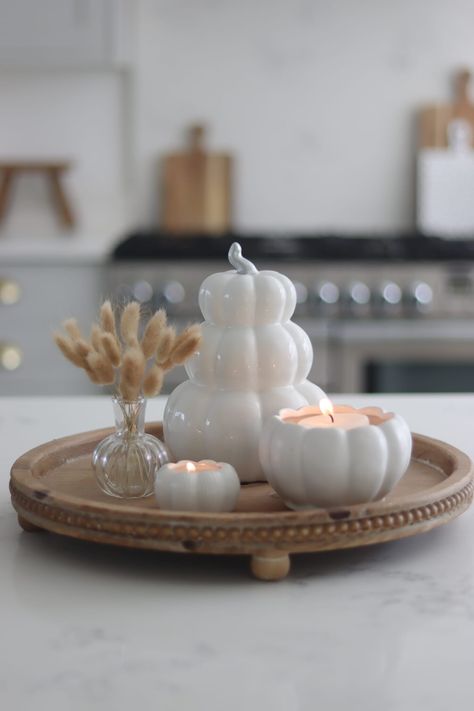 What We Like   	Stacked design  	Easy styling  	Create with a display  Elevate your autumn decor with our exquisite Stacked Pumpkins finished in a gloss white with silver stalk.  Perfect for creating a cosy and inviting atmosphere, these pumpkins will be a cherished addition to your autumn home decor collection. Place them on your kitchen island, dining table, or use them in with you're autumn table decorations.  All of our decorations are made from quality ceramics, timeless and unique! Perfect Home Decor Candles, White Autumn Decor, Entry Way Table Christmas Decor, White Dining Table Decor, Neutral Autumn Decor, Kitchen Island Decor Centerpieces, Autumn Table Decorations, Autumn Home Decor Ideas, Autum Decorations