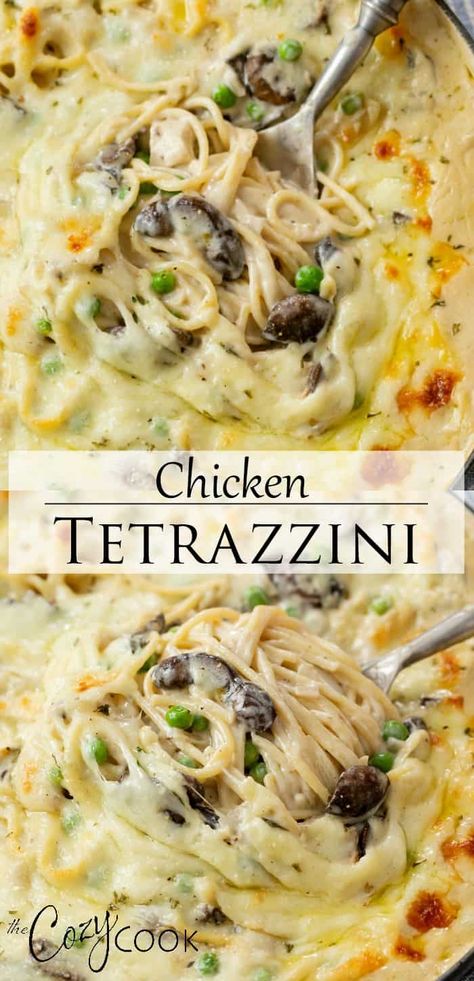 Chicken Tetrazzini Bake, Classic Chicken Tetrazzini, Chicken Tetrazzini For Two, Diced Chicken Dinner Recipes, Comfort Food Recipes Chicken, Easy Dinner With Cream Cheese, Chicken Tetrazzini Egg Noodles, Chicken Tetrazzini Casserole Easy, Easy Chicken Tettrazini