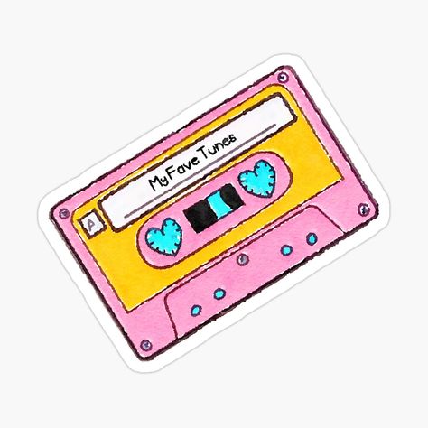 Get my art printed on awesome products. Support me at Redbubble #RBandME: https://www.redbubble.com/i/sticker/Retro-Kawaii-Cute-Cassette-Tape-by-sillybanana/55852182.EJUG5?asc=u Cute Cassette Tape Drawing, Cassette Tape Painting, Red Kawaii, Cassette Tape Art, Retro Kawaii, Groovy Design, Cassette Audio, Sticker Retro, Retro Cassette