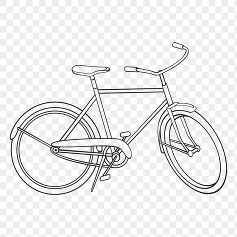 Bicycle Outline, Bike Doodle, Bicycle Drawing, Sketch Practice, Bike Drawing, Bike Sketch, Crochet Mouse, White Illustration, Black And White Illustration