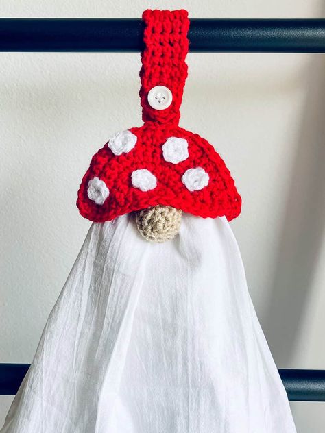 Gnome Towel Topper, Mushroom Gnome, Crochet Witch, Crochet Topper, Towel Toppers, Mushroom Crochet, Crochet Pot Holders Free Pattern, Crochet Towel Topper, Crochet Gnome