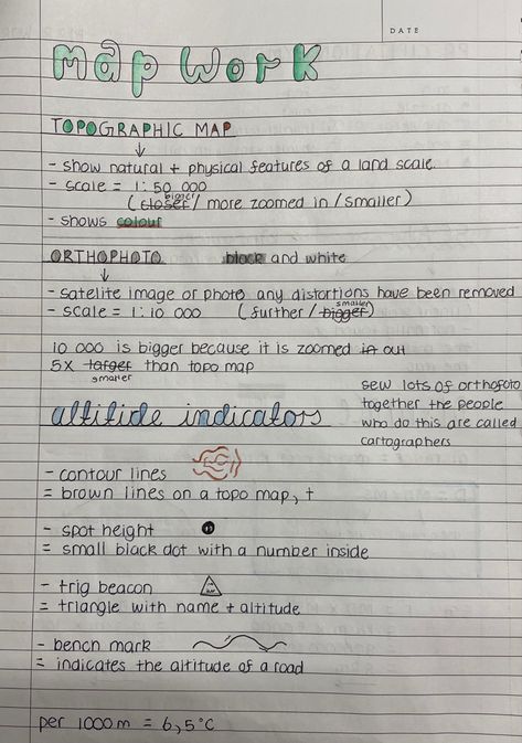 Map terminolgy, topographic & orthophoto maps, altitude indicators/ symbols, etc Ap Human Geography Notes, Geography Flashcards, Ap Notes, Geography Aesthetic, Geography Vocabulary, Foundation Maths, Geography Revision, Studying Notes, Geography Notes