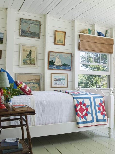 One Kindesign Maine Cottage, Cape House, Cottage By The Sea, Cottage Bedroom, Seaside Cottage, Lake Cottage, Cottage Interiors, Rustic Cottage, Cottage Living