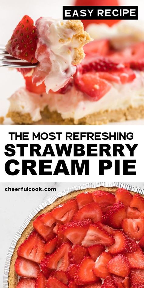 Fresh Strawberry Desserts, Baked Strawberry Pie, Desserts Pie, Strawberry Cream Cheese Pie, Strawberry Cream Pie, Easy Strawberry Pie, Strawberry Things, Strawberry Cream Pies, Homemade Crust