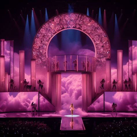 Unique Concert Stage Design, Tour Stage Concept, Music Video Set Ideas, Stage Set Up Concert, Kpop Stage Design, Stage Set Design Backdrops, Stage Set Up, Stage Concert Design, Singer Aesthetic Stage