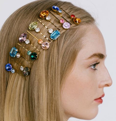 Luxury Hair Accessories, Fashion Shoots, Rhinestone Hair Pin, Rhinestone Hair Clip, Jennifer Behr, Bobby Pin, Luxury Hair, Jewel Tones, Fashion Shoot