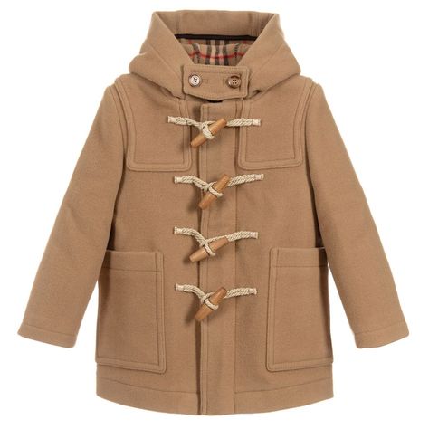 Burberry Kids Boys, Duffel Coat, Burberry Kids, Shoes Luxury, Duffle Coat, Burberry Jacket, Coat Design, Boys Jacket, Luxury Accessories