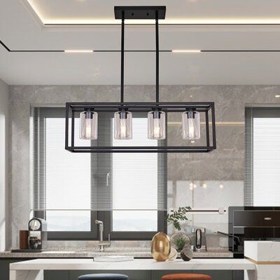 Light For Above Kitchen Table, Black Rectangular Chandelier, Black Light Fixtures Kitchen Islands, Black Metal Pendant Light, Lights Above Kitchen Table, Black Linear Chandelier Dining Room, Rectangle Light Fixture Dining Rooms, Pendent Lighting Over Island Modern, Black Island Lights