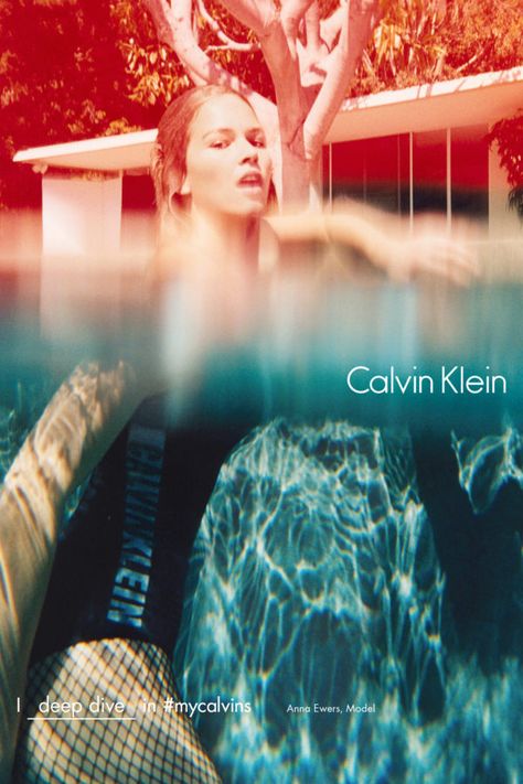 Calvin Klein Campaign, Tyrone Lebon, Anna Ewers, Logos Retro, Pictures Of Anna, My Calvins, Pool Fashion, Summer Campaign, Ad Fashion