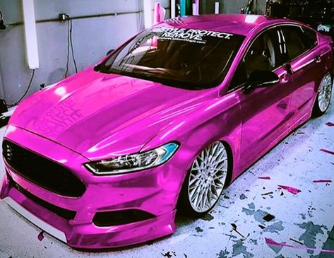 Pink Ford Fusion, Ford Fusion Custom, Ford St, Car Customization, Car Pink, Car Wrap Design, Old Fords, Ford Falcon, Car Ideas