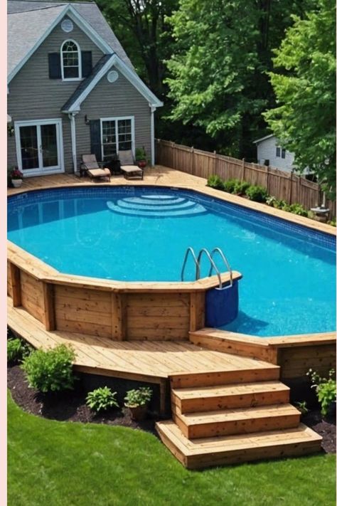 outdoor pool area above ground Hillside Above Ground Pool, Luxury Above Ground Pool, Outdoor Pool Area Above Ground, Outdoor Improvements, Best Above Ground Pool, Swimming Pool Decks, Outdoor Pool Area, Plunge Pools, Backyard Dreams