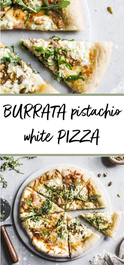 Pizza Recipes Veggie, Artisan Pizza Recipes, Pistachio Pizza, Pistachio Pizza Recipe, Artisanal Pizza, White Pizza Toppings, Pizza Toppings Ideas, Artisan Pizza Toppings, White Pizza Recipe