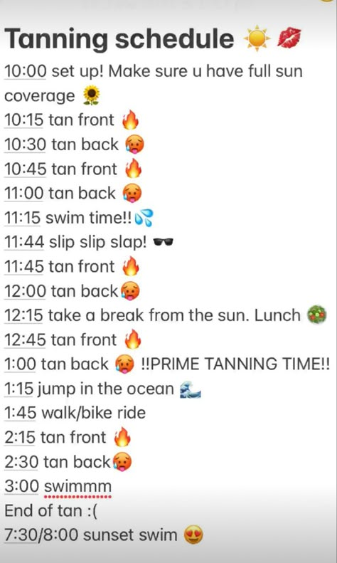 Tanning Schedule, Tanning Goals, How To Tan, Tanning Routine, Summer Checklist, Summer Hacks, How To Get Tan, Tanning Tips, Summer Songs