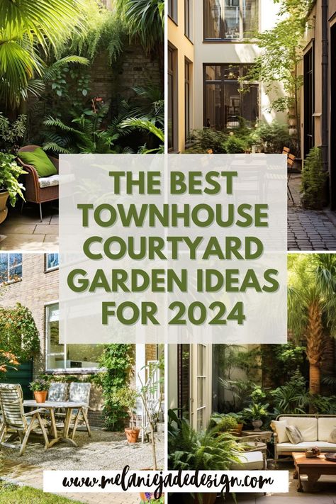 Explore the top townhouse courtyard garden ideas for 2024 and transform your outdoor space into a serene oasis. Discover creative designs and landscaping inspiration. #CourtyardGarden #GardenIdeas #2024Trends Townhome Courtyard Ideas, Patio Garden Design Layout, Boho Courtyard Ideas, Small Terraced Backyard, Enclosed Courtyard Ideas Outdoor, Screened In Courtyard, Zen Courtyard Ideas, Townhouse Garden Design, Townhouse Courtyard Garden