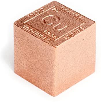 Copper Cube Paperweight - 10oz 999 Pure Chemistry Element Design by Metallum Gifts Gold Office, Copper Bar, Element Design, Desk Toys, Facial Tissue Holder, Paperweights, Copper Plated, Office Products, Pure Copper