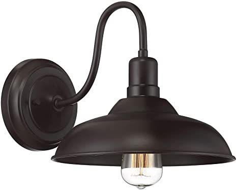 Trade Winds Lighting TW50008ORB Industrial Retro Vintage Gooseneck Barn 1-Light Transitional OutdoorWall Sconce, 100 Watts with Metal Shade, in Oil Rubbed Bronze - - Amazon.com Gooseneck Lighting, Glass Pendant Lighting Kitchen, Farmhouse Wall Sconces, Retro Pendant Lights, Wall Light Shades, Industrial Wall Lights, Transitional Wall Sconces, Industrial Wall, Light Sconces