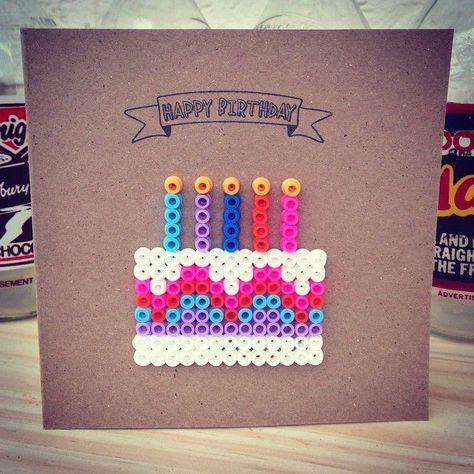 Happy Birthday Perler Bead Designs, Perler Beads Ideas, Hama Beads Design, Motifs Perler, Melty Beads, Hama Beads Patterns, Diy Perler Beads, Melting Beads, Iron Beads