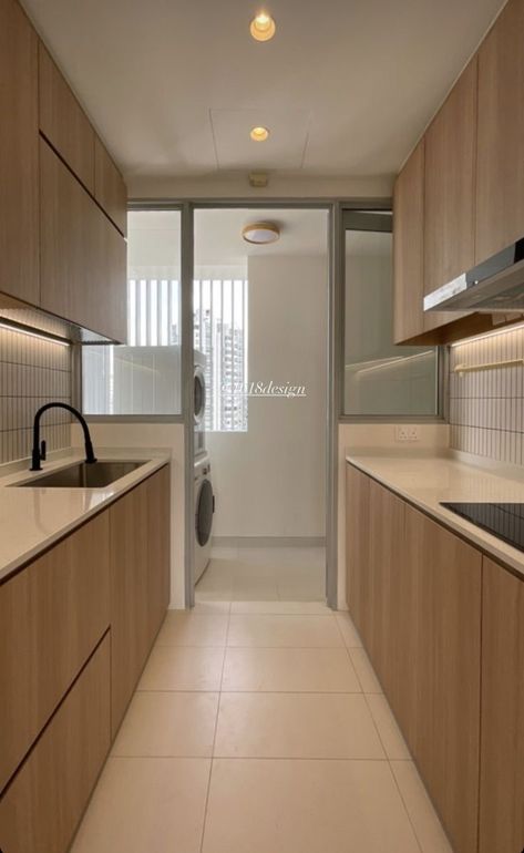 Kitchen Bto Ideas, Japandi Galley Kitchen, Small Wet Kitchen Design Malaysia, Service Yard Hdb Ideas, Small Parallel Kitchen, 3 Room Bto Hdb Design, Wet Kitchen Design Malaysia, Small Parallel Kitchen Ideas, Muji Kitchen Design