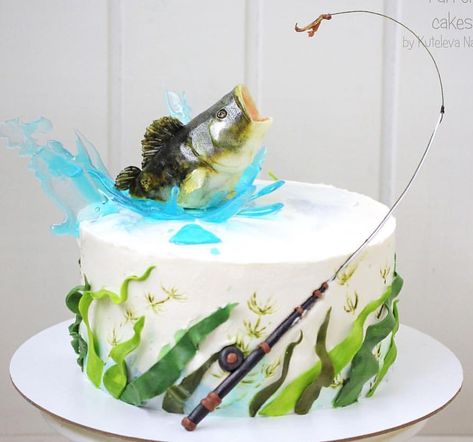 Fishing Theme Cake, Fisherman Cake, Fish Cake Birthday, Fishing Cake, Sea Cakes, Creative Cake Decorating, Cake Trends, Themed Birthday Cakes, Crazy Cakes