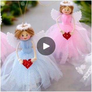 Tulle Christmas Angels, Diy Tulle Angel Ornaments, Christmas Angel Dolls Handmade, Fairy Christmas Ornaments Diy, Tulle Angel Ornaments, Diy Angels Ornaments, Tulle Angels Diy, Angels Diy Crafts, Tulle Crafts Diy