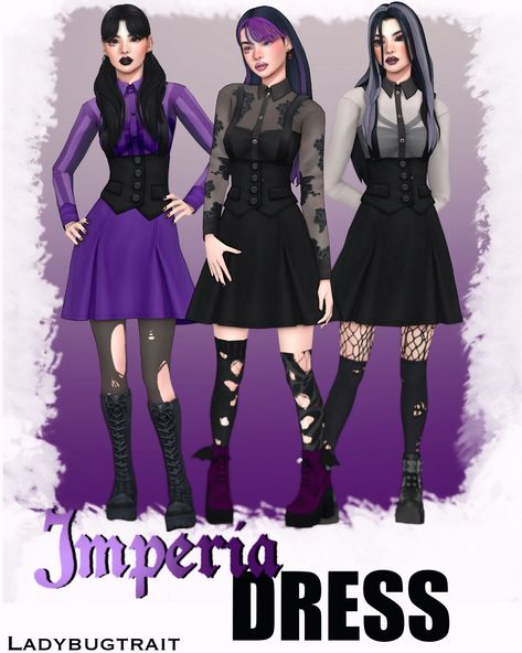 Elissabat of Monster High inspired gothic dress   Public : October 7.  #sims4 #thesims #goth #gothic #monsterhigh Pastel Goth Sims 4, Witch Clothes Sims 4 Cc, Goth Clothing Sims 4 Cc, Sims 4 Werewolf Outfits, Sims 4 Dark Feminine Cc, Maxis Match Goth Cc, Gothic Clothes Sims 4 Cc, Goth Dress Sims 4 Cc, Oh My Goth Sims 4 Cc