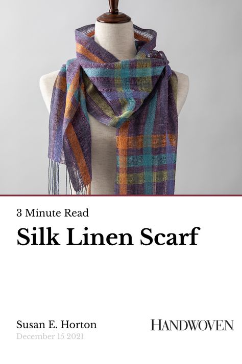 Download this PDF pattern for the Silk Linen Scarf by Liz Moncrief. Handwoven Scarf Pattern, Bauhaus Textiles, Weaving Scarfs, Linen Scarf, Handwoven Scarf, Woven Scarves, Linen Scarves, Silk Linen, Patterned Scarves