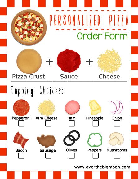 Movie and Pizza Family Night Idea w/ Printable Order Forms | Over The Big Moon  #betteringredients Play Pizza Shop, Buku Diy, Restaurant Themes, Dramatic Play Preschool, Pizza Menu, 귀여운 음식 그림, Big Moon, Paper Dolls Diy, Dramatic Play Centers