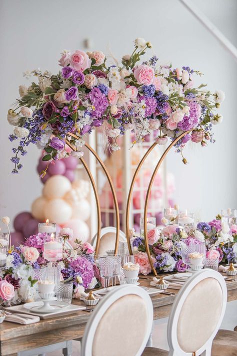 Dreamy Pink Themed Wedding | Elegant Wedding Lilac And Pink Wedding Theme, Purple And Pink Wedding Flowers, Bridgestone Party, Lilac And Pink Wedding, Purple Wedding Color Schemes, Wedding Centerpieces Colorful, Pink Purple Wedding Theme, Pink And Purple Wedding Theme, Peach And Lavender Wedding