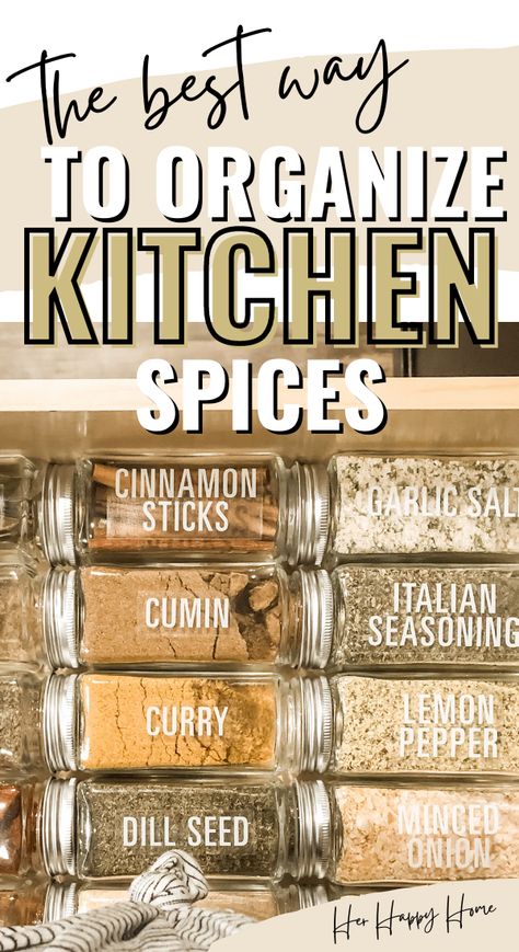 Make your kitchen look aesthetically pleasing with this easy DIY kitchen spices organization idea! Organizing your kitchen spices in a drawer might be one of the best spice organization ideas out there! Here’s how to do it efficiently! How To Store Spices Kitchen Organization, Best Spice Storage, Small Spice Storage, Herbs And Spices Storage, Kitchen Spice Organization Cabinets, Organizing Ideas Spices, Organizing Seasonings Cabinet, Spice Storage Ikea, Organizing Spices In A Drawer