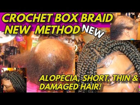 NEW CROCHET BOX BRAIDS DETAILED METHOD FOR ALOPECIA HAIR LOSS THIN & DAMAGED HAIR - YouTube Knotless Crochet Braids, Knotless Crochet, Braidless Crochet, Braids Knotless, Hair Projects, Crochet Box Braids, Crochet Box, Crochet Braid Styles, Braid Patterns