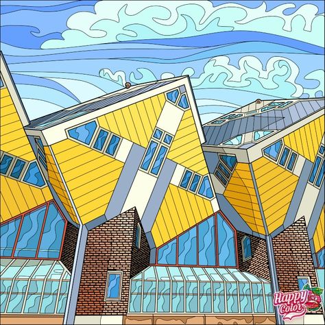 Cube Houses of Rotterdam https://wanderlex.com/cube-house-rotterdam/ Home Tattoo, Color By Numbers, Coloring Apps, Happy Colors, Rotterdam, Art Quotes, Art Inspo, Abstract Artwork, Architecture