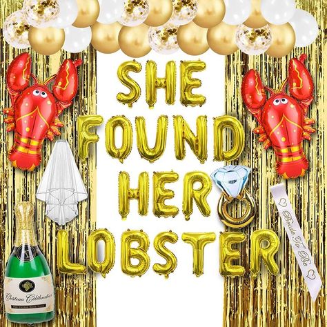 friends, bachelorette party, she found her lobster, decorations, bachelorette party decorations Lobster Bachelorette Party, She Found Her Lobster Bachelorette, She Found Her Lobster, Friends Themed Bachelorette Party, Friends Bachelorette Party, Bachelorette Party Items, Friends Bachelorette, Bachelorette Balloons, Themed Bachelorette Party