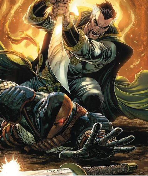 Ra's al Ghul Vs Deathstroke Ra's Al Ghul Art, Ra Al Ghul, Tyler Kirkham, Dc Deathstroke, Ra's Al Ghul, Deathstroke The Terminator, Univers Dc, Batman Artwork, Dc Villains