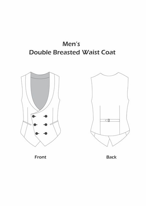 Double Breasted Waistcoat with Lapel Waist Coat Men, Waistcoat Pattern, Suit Drawing, Waistcoat Designs, Pocket Square Styles, Double Breasted Vest, Double Breasted Waistcoat, Mens Waistcoat, Men's Waistcoat