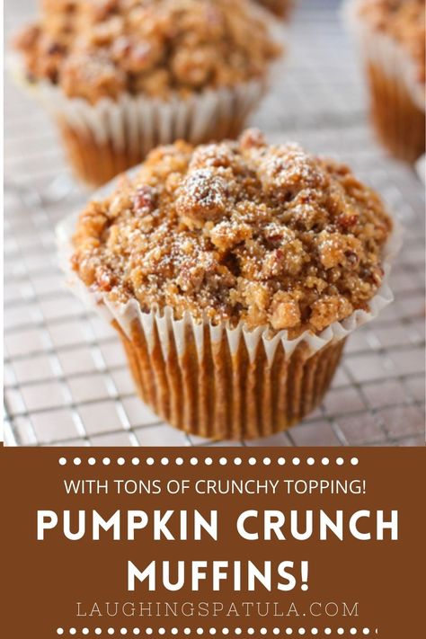 Pumpkin Pecan Crumble Muffins, Stuffed Pumpkin Muffins, Pumpkin Crunch Muffins, Pumpkin Nutella Muffins, Pioneer Woman Pumpkin Muffins, Crunch Topping Recipe, Pumpkin Pecan Crunch, Pumpkin Crumble Muffins, Pumpkin Crumble