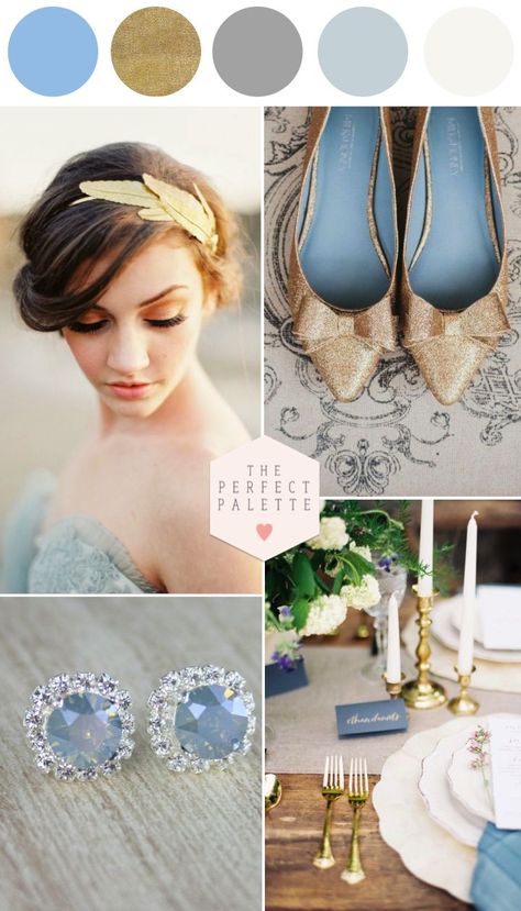 Dreamy Wedding Inspiration - www.theperfectpalette.com - Dusty Blue and Metallics #WeddingDesign #EventDesign #WeddingColors