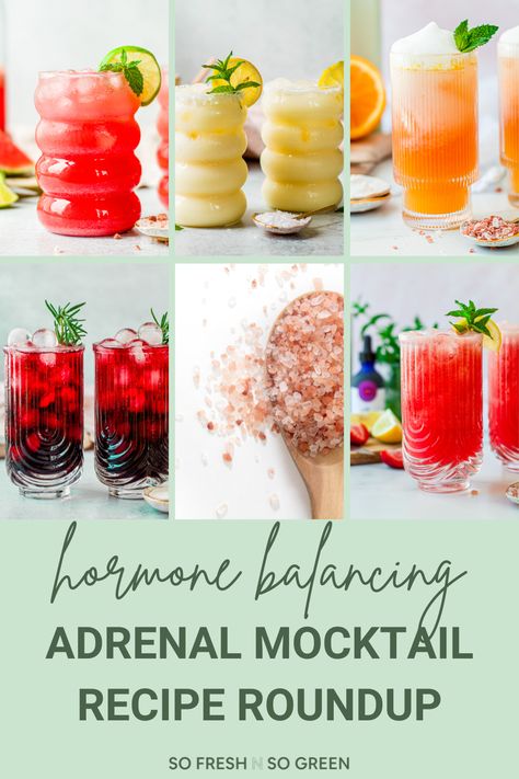 Healthy Adrenal Cocktail, Hormone Balancing Morning Drink, Morning Cortisol Cocktail, Hormone Balancing Cocktail, High Cortisol Drinks, What Is An Adrenal Cocktail, Mocktails For Gut Health, Adrenal Cocktail Lemonade, Watermelon Adrenal Cocktail