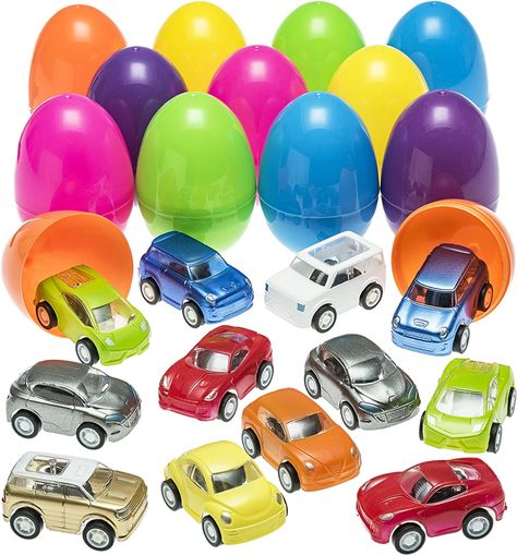 PREXTEX Stuffed Easter Eggs with Mini Pull-Back Toy Car Inside | Plastic Easter Toy Eggs | Easter Gifts for Girls, Boys, Kids, Toddlers | Easter Toys Basket Stuffers/Fillers | Easter Gift/Presents Toys Basket, Easter Theme Party, Easter Egg Filling, Kids Easter Party, Car Inside, Easter Egg Fillers, Easter Baskets For Toddlers, Egg Toys, Plastic Easter Eggs