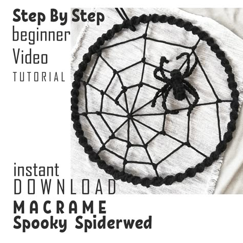 Macrame Spider Web, Spider Web Tutorial, Macrame Spider, Creative Macrame, Crochet Seasonal, Halloween Macrame, Macrame Inspiration, Spider Web Design, Crocheted Things