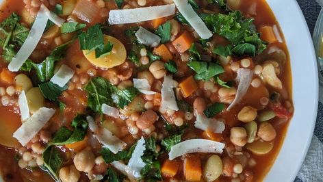 Blue Zone Three Bean Minestrone, Blue Zone Diet Plan Soup Recipes, Sardinian Soup, Sardinian Minestrone Soup, Blue Zone Soup, Zoe Recipes, Sardinia Food, Blue Zone Recipes, Zone Diet Recipes