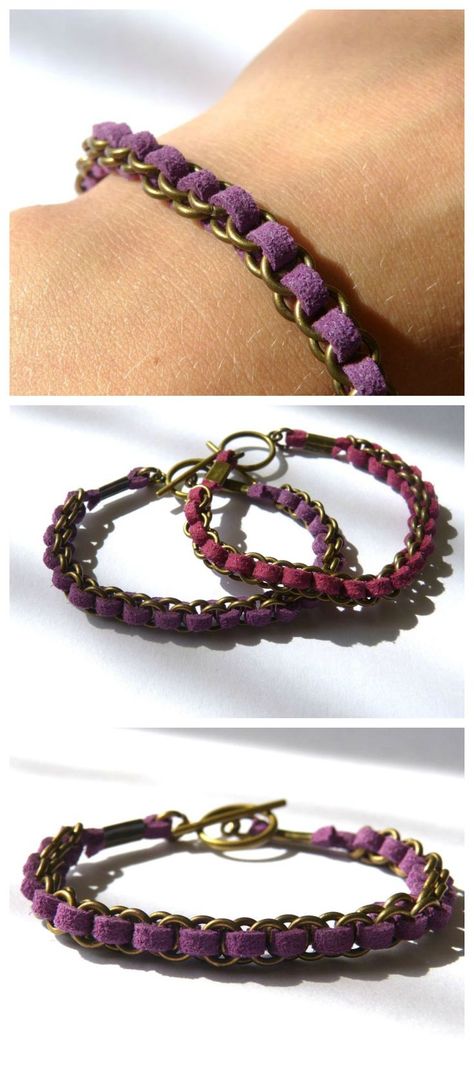 Jump Ring Jewelry Diy, Suede Bracelet Diy, Faux Suede Bracelets, Cord Bracelet Diy, Leather Bracelet Tutorial, Aromatherapy Accessories, Diy Bracelets With String, Jump Ring Jewelry, Rings To Make