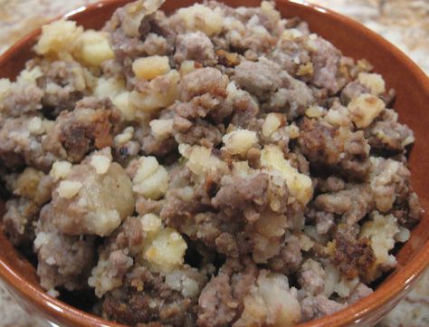 Janet's Thanksgiving Meat Stuffing Thanksgiving Meats Dishes, Thanksgiving Meat Dishes, Tortiere Recipe, Thanksgiving Meat, Meat Stuffing, Thanksgiving Entree, England Recipes, Meat Ideas, Deboned Turkey