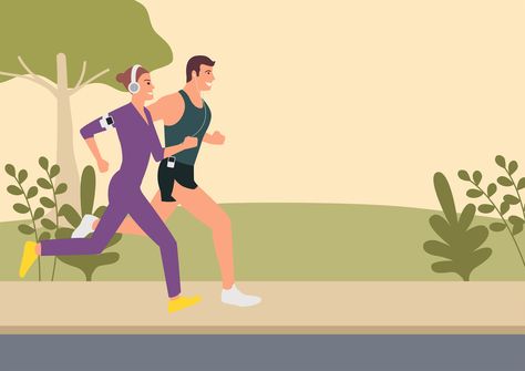 Work out out with your BFF, partner, kids... or even your dog! Jogging Illustration, Outdoors Illustration, Outdoors Couple, Illustration Simple, Lifestyle Illustration, Workout Pictures, Flat Illustration, Surreal Art, Just Married