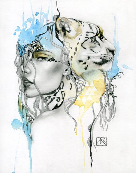 Lion Spirit Animal, Metamorphosis Art, Animal Art Projects, Spirit Animal Art, Spirited Art, A Level Art, Arte Fantasy, Animal Faces, Snow Leopard