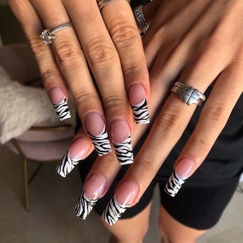 Zebra Acrylic Nails, Zebra Nail Designs, Zebra Print Nails, Zebra Nails, Short Square Acrylic Nails, Unique Acrylic Nails, Long Square Acrylic Nails, Nails Pink, Pink Acrylic Nails