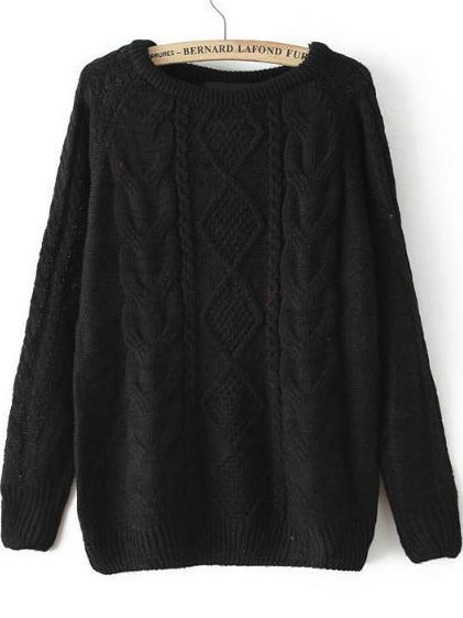 Shop Cable Knit Loose Black Sweater online. SheIn offers Cable Knit Loose Black Sweater & more to fit your fashionable needs. Black Cable Knit Sweater, Shopping Products, Loose Pullover Sweater, Chunky Cable Knit Sweater, Black Long Sleeve Sweater, Black Pullover Sweater, Loose Fit Sweater, Black Knit Sweater, Black Long Sleeve Shirt