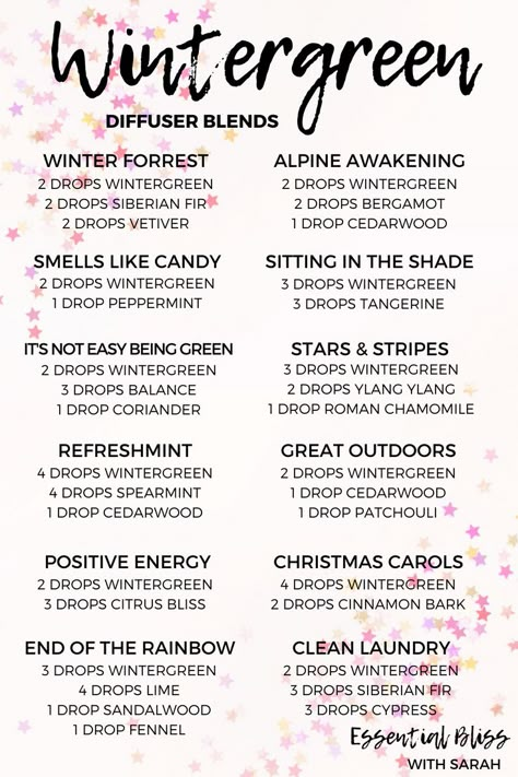 Wintergreen Essential Oil Blends, Wintergreen Essential Oil, Eo Blends, Doterra Diffuser, Doterra Diffuser Blends, Essential Oil Combinations, Essential Oils Blends, Doterra Essential Oils Recipes, Essential Oil Diffuser Blends Recipes