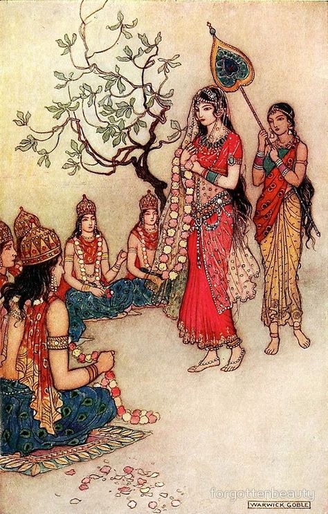 Warwick Goble, Indian Painting, Fairytale Illustration, Indian Paintings, Indian Dress, Illustration Vintage, Art Et Illustration, Art And Illustration, British Artist