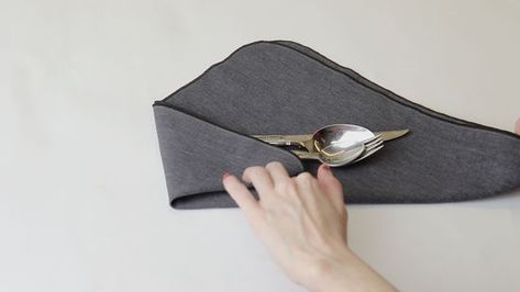 How To Roll Napkins With Silverware, Silverware Wrapping Ideas, Ways To Wrap Silverware In Napkins, Wrapping Cutlery In Napkins, How To Wrap Silverware In Cloth Napkins, Silverware Wrapped In Napkin, Silverware Napkin Wrap, Wrapping Plastic Silverware In Napkins, Wrapping Silverware In Napkins