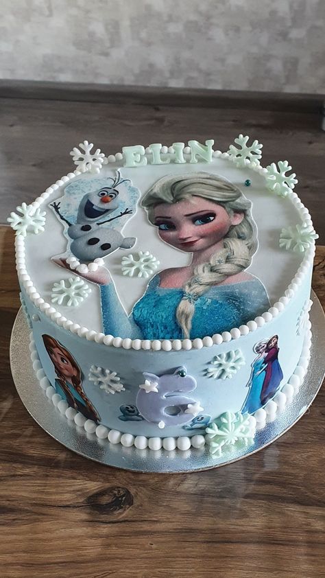 Elsa Frozen Cake Ideas, Elsa Birthday Cake Frozen, Simple Frozen Cake, Cake Elsa Frozen, Tort Frozen, Elsa Cake Design, Easy Frozen Cake, Frozen Cake Ideas, Elsa Torte